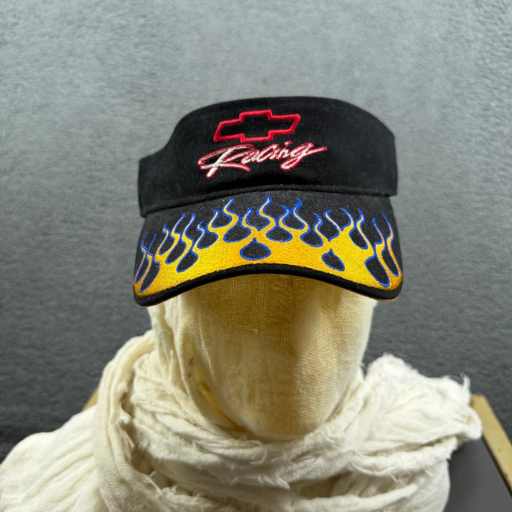 Chevrolet Racing NASCAR Visor Hat Black Flame Embroidered Drew Pearson OSFA
